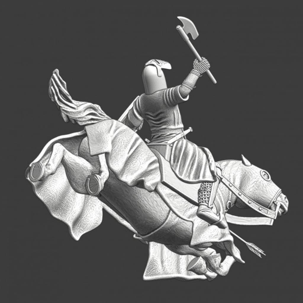 NCM132 Medieval mounted knight and horse - falling Medieval